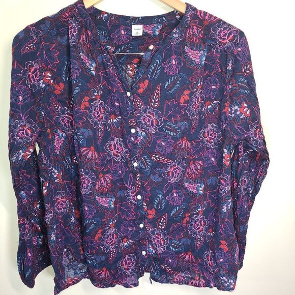 Old Navy Cotton Button Down Boho Print Blouse - Picture 1 of 10